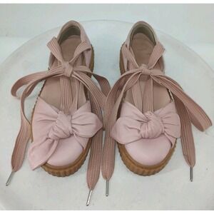 Fenty X Puma Womens Leather Lace Up Platform Sandals Shoes Pink Size 8   C2